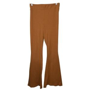Aerie Ribbed Flare Leggings Pants Brown High Rise Boho Retro Bell Bottom Sz S